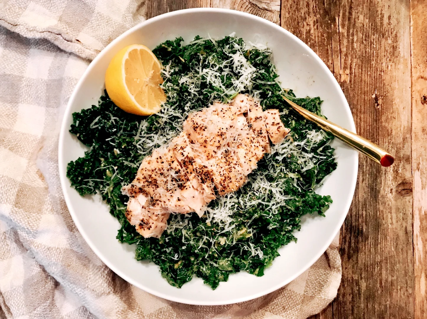 Garlic Parmesan Chicken & Kale Skillet